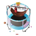 thumbnail image 5 of Aqzb 5FT Kids Trampoline, Adjustable Baby Toddler Trampoline with Basketball Hoop, Swing, Sandbag, Ocean Balls, 440lbs Indoor Outdoor Toddler Trampoline with Enclosure Net Children Trampoline, 5 of 7
