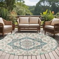 thumbnail image 4 of Round Rugs 5Ft, Beige Teal Boho Round Area Rug Washable Indoor Throw Carpet, Medieval Vintage Ethnic Floral Abstract Soft Non Slip Circle Rug for Cabinet Bathroom Home Decor Aesthetic, 4 of 8