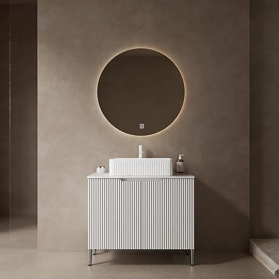 MIDOQIN 30" Bathroom Vanity with Sink, Freestanding Bathroom Storage Cabinet with 2 Doors & Ceramic Basin Bathroom Vanity Cabinet