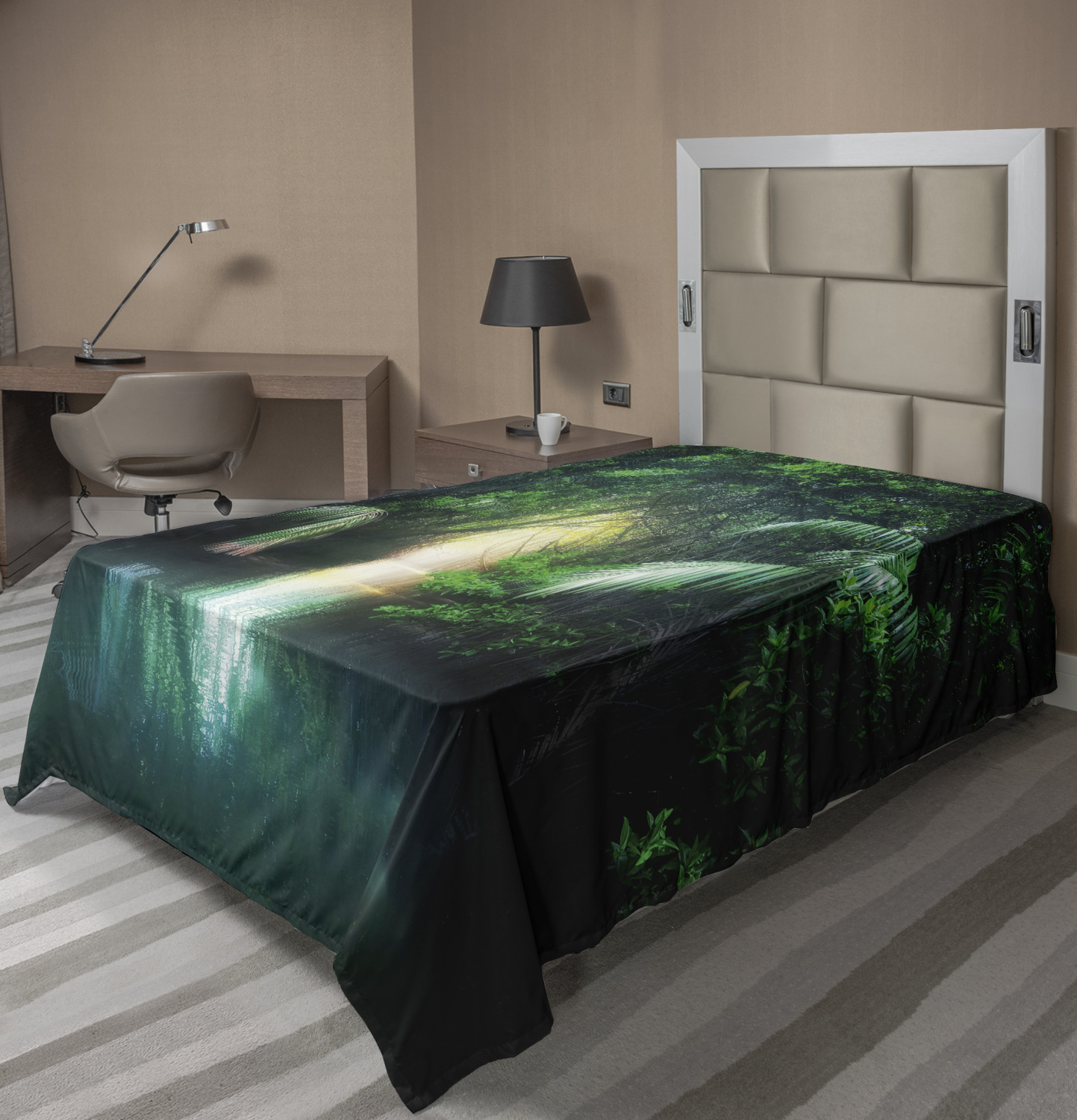 Jungle Flat Sheet, Tropical Lake Mangrove Rainforest Pathway Through