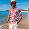 thumbnail image 6 of HELLHERO Sunset Scenery Design Men's Short Sleeve Button Top, Soft Comfortable Men's Short Sleeve Button Shirt Skin Friendly Men's Casual Shirt for Home Beach, 6 of 9