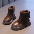 thumbnail image 2 of PEASKJP Girls Ankle Booties Round Toe Pull on Riding Shoes for Little Kid/Big Kid, Brown 32, 2 of 5