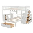 thumbnail image 4 of Harper & Bright Designs Full Over Twin Bunk Bed with Desk, Drawers and Shelves, L-Shaped Bunkbeds with Storage Staircase for Adults Bedroom, White, 4 of 16