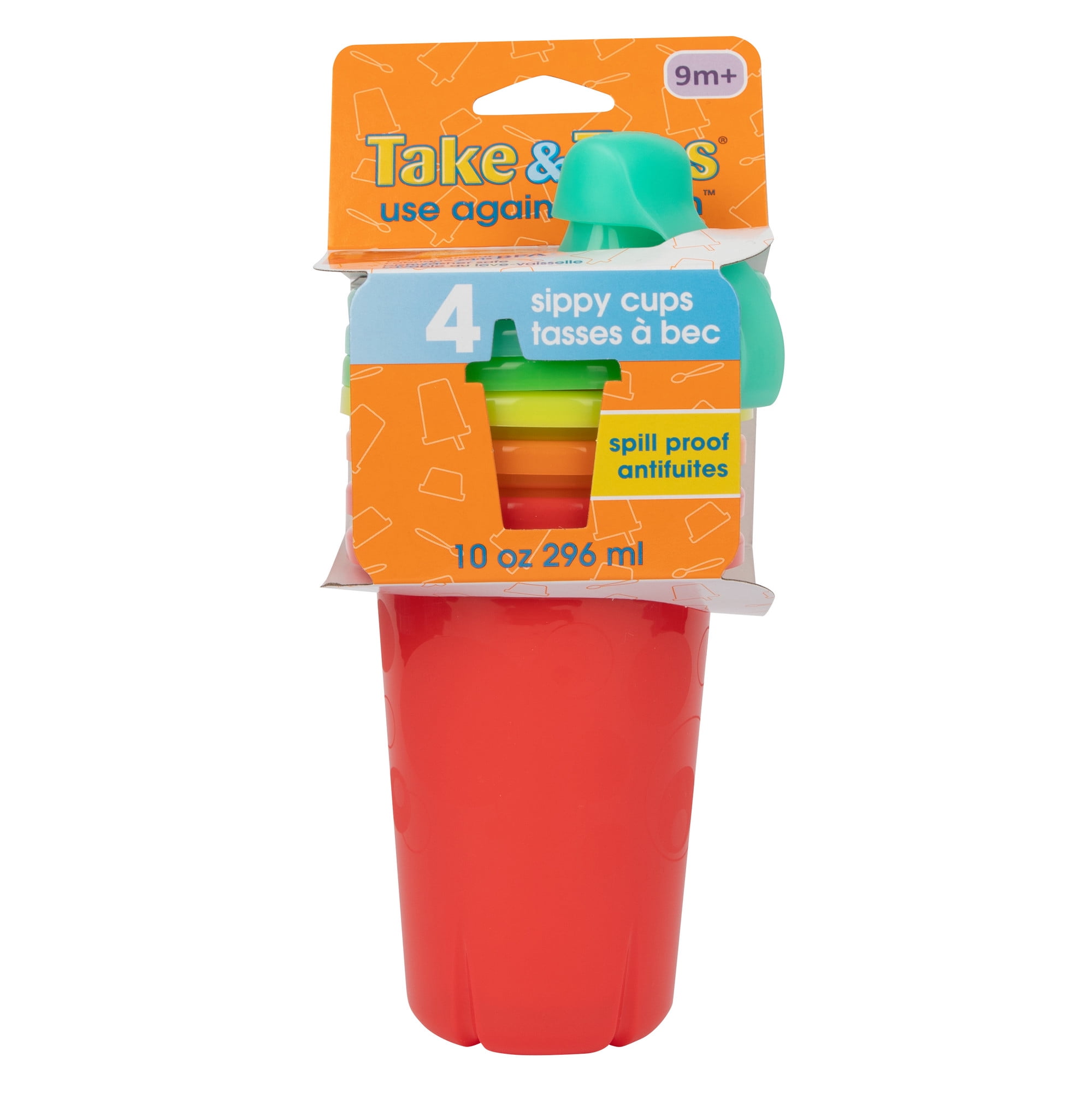 (2 pack) Take & Toss Sippy Cups, 10 oz  Toddler Cups – 4 Pack