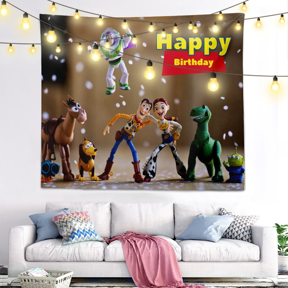 Cartoon Toy Story Photo Backdrop Colorfu Vivid Polyester Cloth Banner