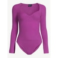 Scoop Women's Ribbed Knit Sweater Bodysuit with Long Sleeves, Sizes XSXXL