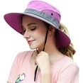 thumbnail image 2 of Minzimin 2 Pack Women Ponytail Summer Sun Hat UV Protection Wide Brim Foldable Safari Fishing Cap, 2 of 7