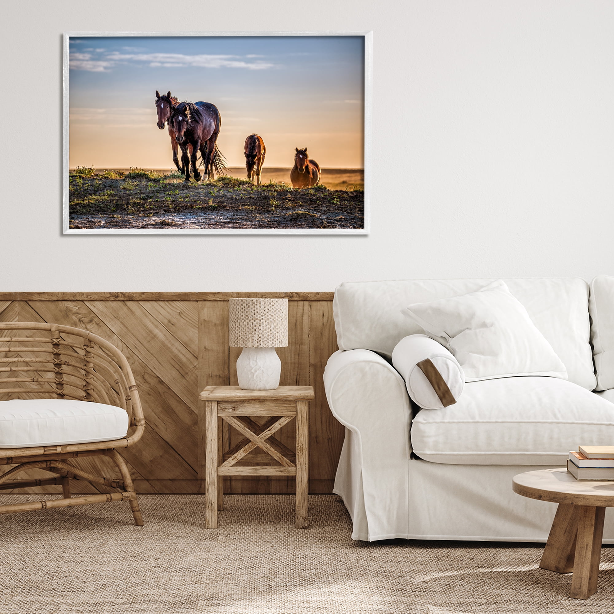 Stupell Industries Horses Coming Home White Framed Giclee Art, design by Tim West