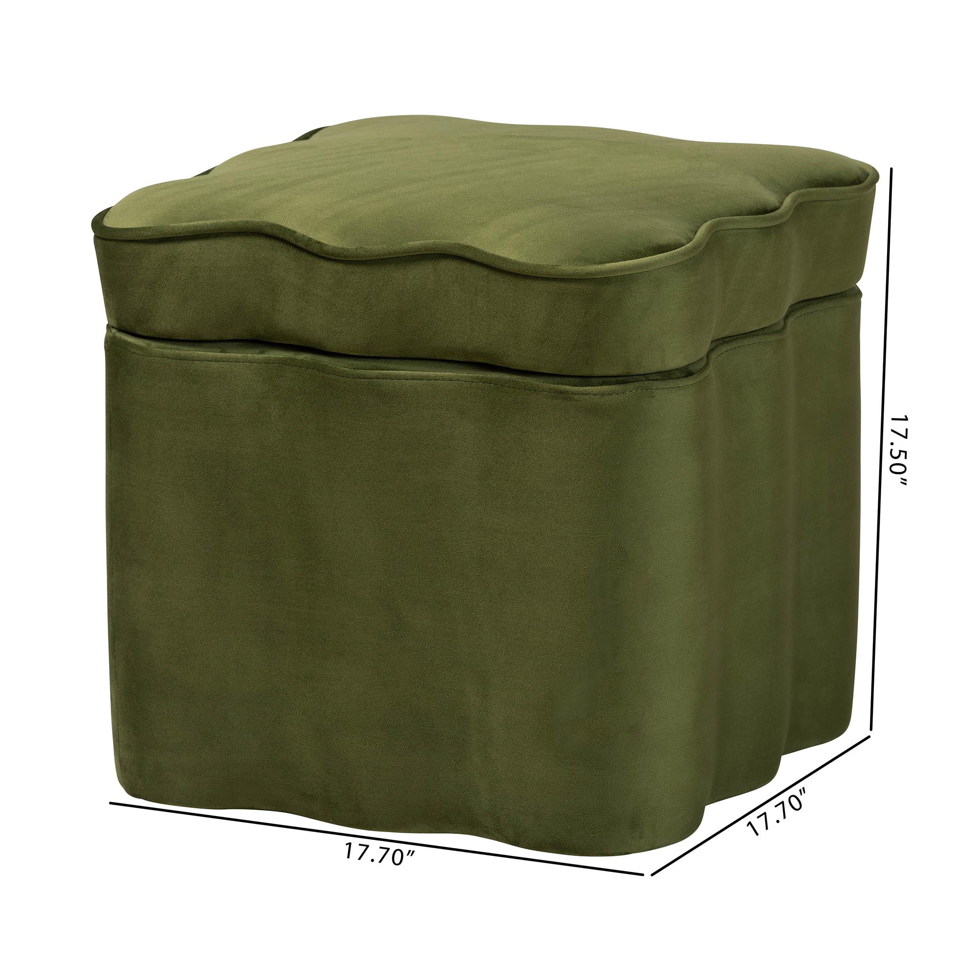 bali & pari Paulina Modern Luxe Storage Ottoman, Moss Green