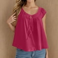 thumbnail image 2 of Htigea Women Summer Front Tank Tops Cap Sleeve Pleated Babydoll Tops Casual Loose Fit Going Out Flowy Shirt Today Deals Hot Pink,M, 2 of 6