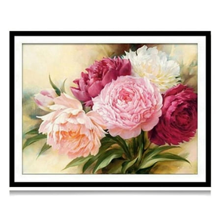 Flowers Cross Stitch Chart - KABOER Peony Flowers 5D Diamond Painting Embroidery Cross Stitch DIY Kit