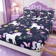 thumbnail image 5 of Manfei Cartoon Unicorn Queen Sheets 4 Pieces,Cute Floral Butterfly Queen Sheet Sets,1 Flat Sheet,1 Fitted Sheet and 2 Pillowcases, 5 of 6
