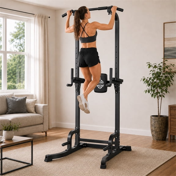FED Fitness Adjustable Power Tower, 360 lb Pull Up Bar & Dip Station for Home Gym, Sportsroyals Series PT1 Power Tower Pull Up Bar Station