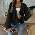 thumbnail image 2 of Women's Winter Loose Fit Long Sleeve Cardigan Sweater Coat Top Solid Color Casual Loungewear Work Office Travel Fashion Essential Gift for Women | Sopatenor,Black XL, 2 of 9