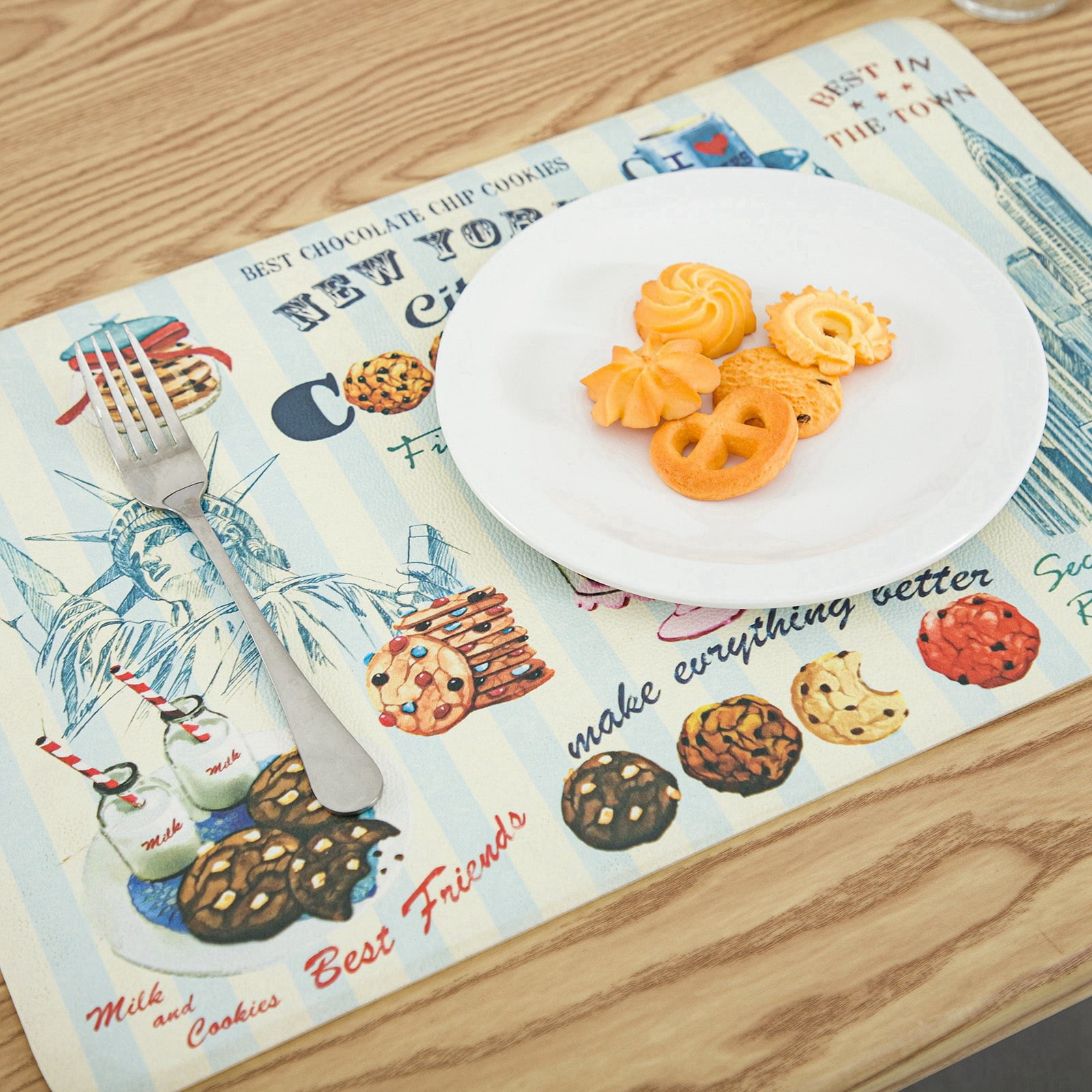 RAY STAR Placemats Set of 4, Vinyl Washable Wipeable Place Mats-12inx18in, Heat Resistant Waterproof Place Mat
