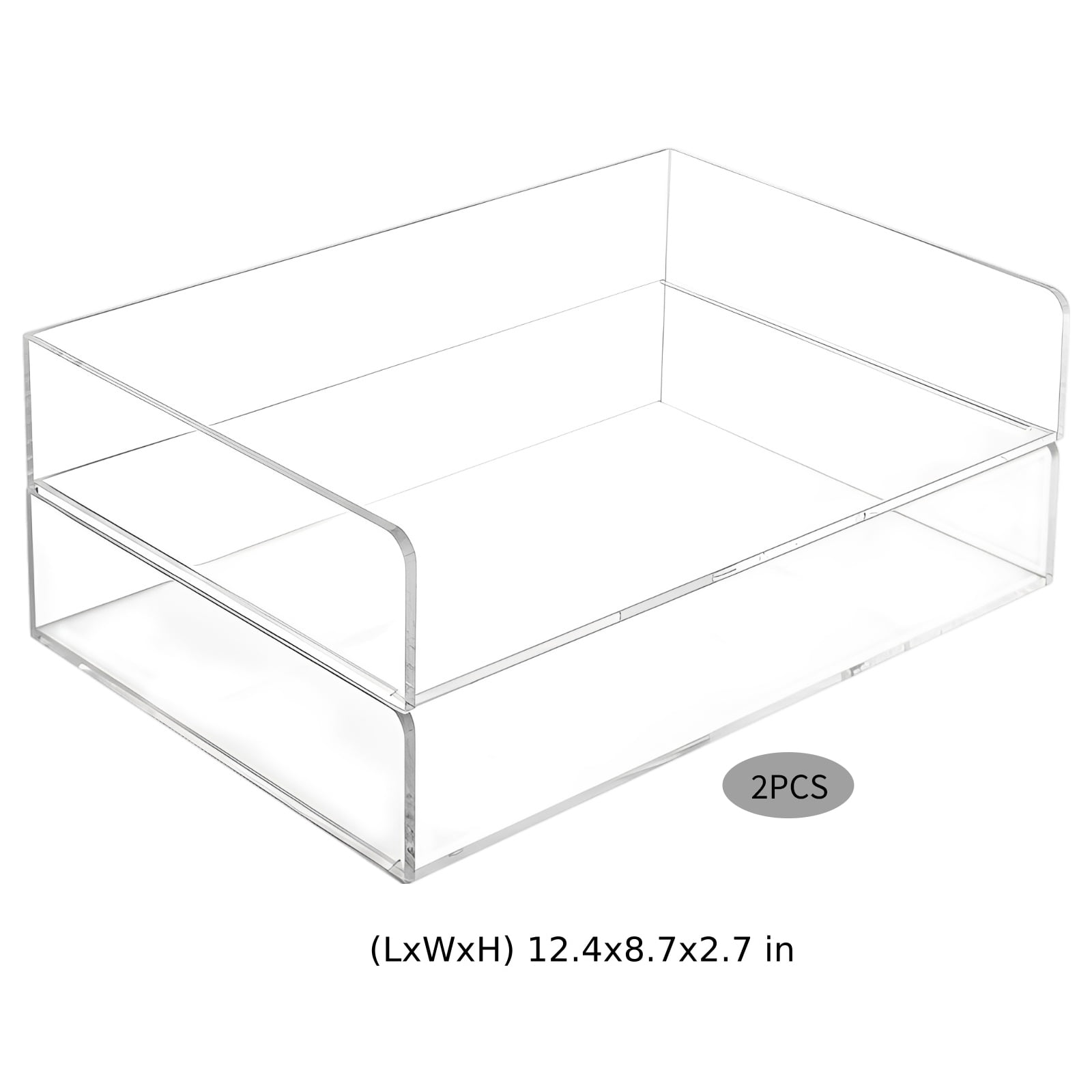 2 Pcs Stackable Paper Letter Tray, A4 Size Acrylic Desk Organizer with Open Front, Clear File & Document Holder for Office Storage, Vertical Tray for Desk Organization