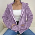 thumbnail image 6 of XPMWRP Womens Fleece Winter Coat Hooded Drawstring Zip Up Jackets Loose Thermal Lightweight Sherpa Outer with Pockets Purple XXL, 6 of 9