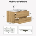 thumbnail image 6 of KZElegy 30" Wall Mounted Bathroom Vanity with Sink Modern Floating Bathroom Cabinet with 2 Soft-Close Drawers,Nature, 6 of 11