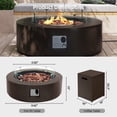 thumbnail image 3 of UPHA 42-inch Outdoor Propane Round Fire Pit Table 50000 BTU Iron Gas FirePit for Outside Patio with Tank Cover, Wind Guard, Removable Lid, Lava Rocks, Rain Cover, Brown, 3 of 10