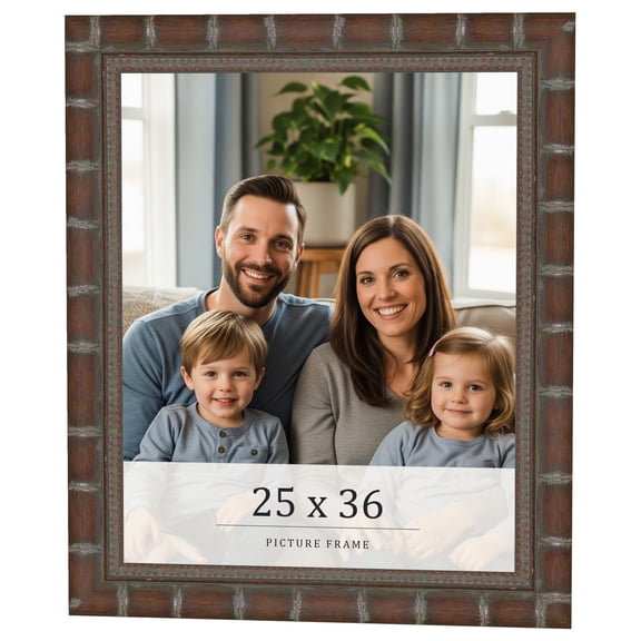 25x36 Dark Brown Bamboo Real Wood Picture Frame Width 1.5 inches | Interior Frame Depth 0.5 inches