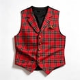 thumbnail image 5 of Ceisia Men's Plaid V Neck Suit Vest Button Front Sleeveless Waistcoat For Party Stage Performance Costume Gift, 5 of 6
