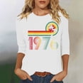 thumbnail image 3 of Craaazy Women's 1976 Casual Letter Printed 50th Birthday 3/4 Sleeve T-shirts Gifts, 3 of 4