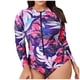 thumbnail image 1 of Traje de baño de una pieza para mujer, de moda, talla grande, manga larga, estampado, con cremallera, traje de baño conservador, 1 of 5
