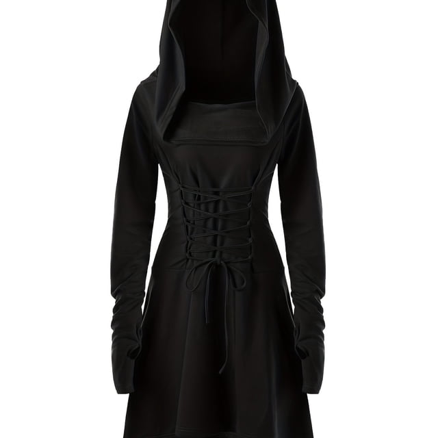 Vestido De Cosplay Con Capucha De Manga Larga, Vestido De Fiesta De Halloween, Ropa De Mujer