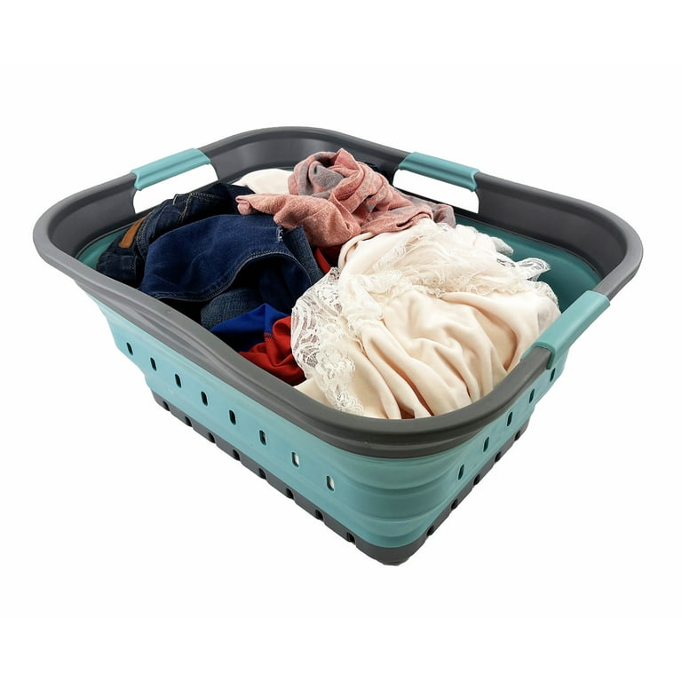 SAMMART 42L (11 gallon) Collapsible Plastic Laundry Basket - Foldable Pop  Up Storage Container/Organizer - Portable Washing Tub - Space Saving