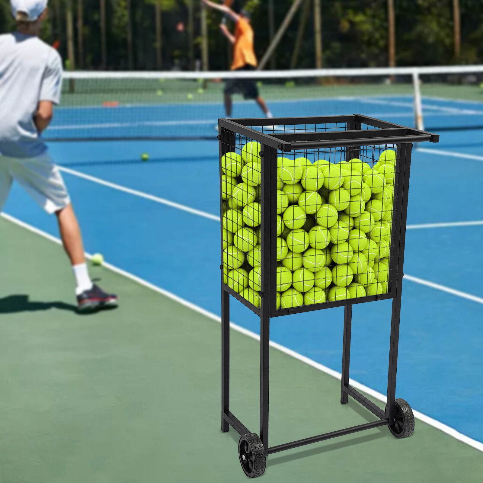 Miumaeov Professional Tennis Ball Cart Rolling Cart Storage Trolley For Pickleball Baseballs Organizer