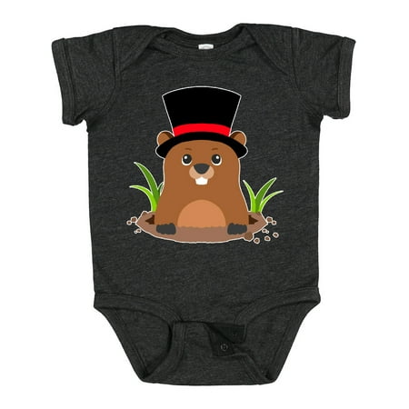 

Inktastic Groundhog Day with Groundhog in Top Hat Gift Baby Boy or Baby Girl Bodysuit