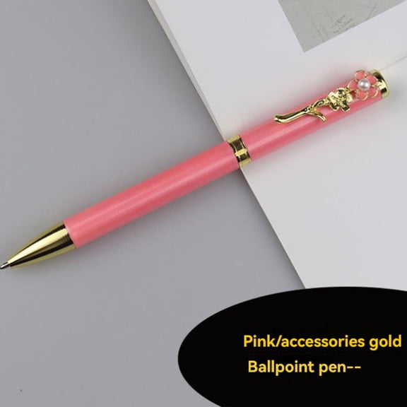 Clearance Under $1, Metal Rotating Ballpoint Pen with Rose Engraving for Business and Daily Writing #C (1Pc)