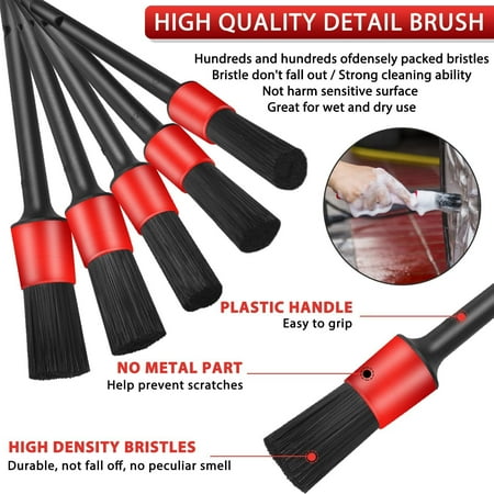 

10 Pcs Car Detailing Brush Set Including Detail Brush Wire Brush Air Conditioner Brush and Towel for Cleaning Car