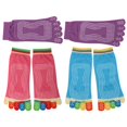 thumbnail image 3 of El dedo del pie cómodo colorido del algodón de alta calidad pega los calcetines antideslizantes de los dedos de los pies de la yoga cinco, 3 of 10