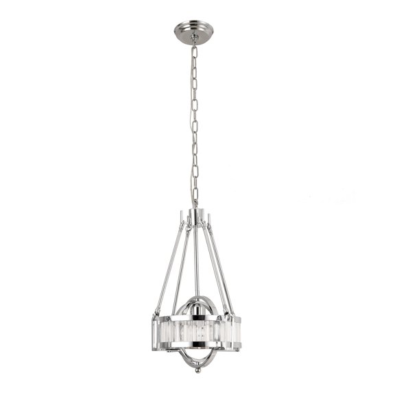 Pasargad Home Bistro Metal & Glass Pendant Lights, Chrome & Clear