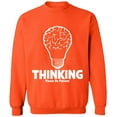 thumbnail image 2 of OXI Crewneck Sweatshirt - Thinking Please Be Patient,Basic Casual Sweatshirts for Men's and Women Fleece Sweatshirt Long Sleeve- Orange Small, 2 of 2