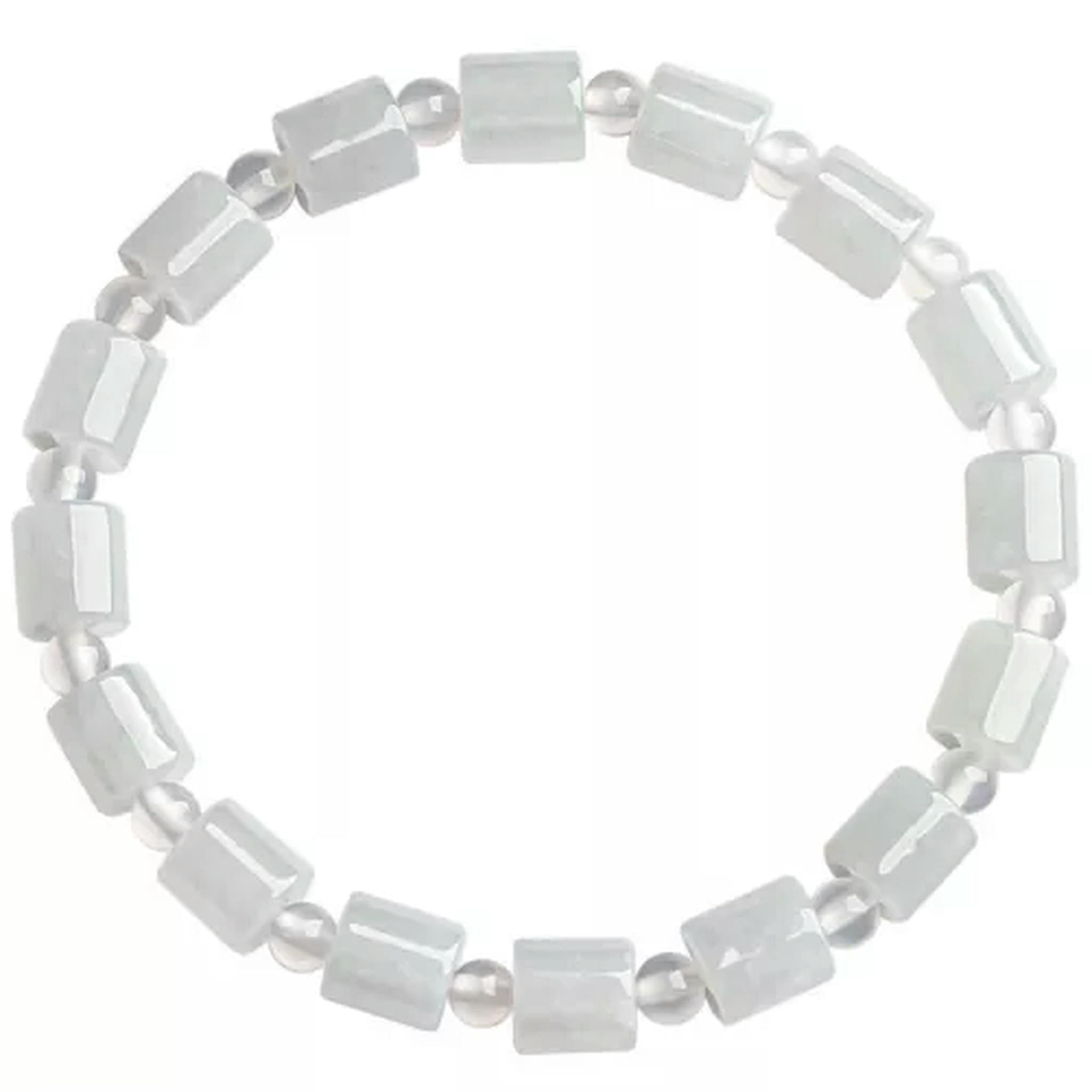 HOOUN Natural Grade A Jade Jadeite Agate Women Lucky Column Round Beaded Bracelet