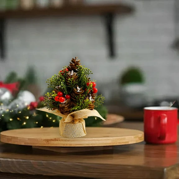 Orangide 5.12inches Creative Artificial Christmas Pinecone Potted Plant Ornament Mini Pine Greenery Tabletop Decoration for Home Office Room Holiday Decorations