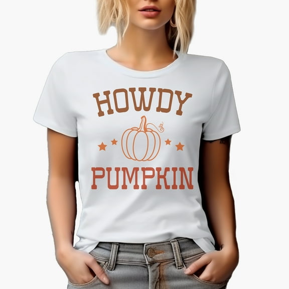 Howdy Pumpkin, Texas State or Texan Autumn or Fall Merch Gift, White T-Shirt, Small