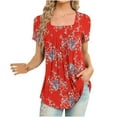 thumbnail image 2 of Aloohaidyvio Tops,Women Fashion Printed Casual V-Neck Short Sleeve Loose T-Shirt Blouse Tops, 2 of 5