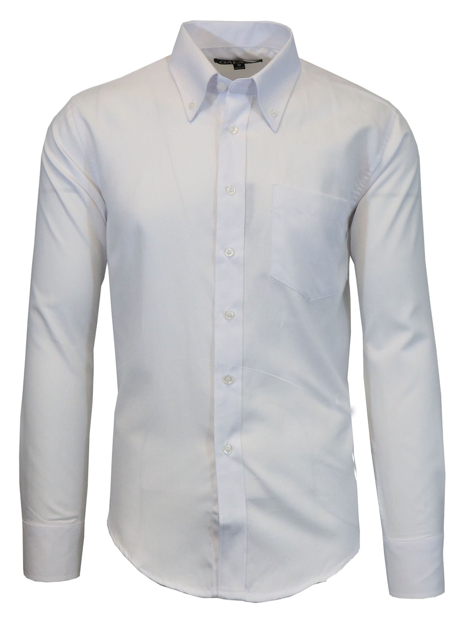 Mens Long Sleeve Oxford Dress Shirt White Casual Button Down - Walmart.com