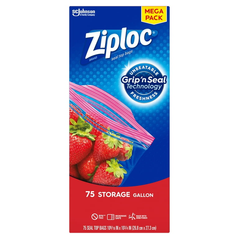 Ziploc Brand Storage Gallon Bags, Large Storage Bags for Food, 38