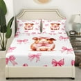 thumbnail image 3 of Erosebridal Cartoon Guinea Pig King Sheet Sets, Pink Bow-tie Bedding King Size, Cute Hamster Decor 4pcs, 3 of 7