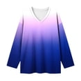 thumbnail image 6 of CHGBMOK Women's Plus Size Gradient Tops V Neck Long Sleeve T-Shirt Loose Fit Casual Basic Fall Blouse, 6 of 6