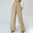 thumbnail image 4 of WHLBF UTTOASFAY Pants for Women Elastic Waist Straight Leg Pants Pull-On Solid Color with Trousers with Pockets Casual Ankle Pants Beige XXXL, 4 of 9