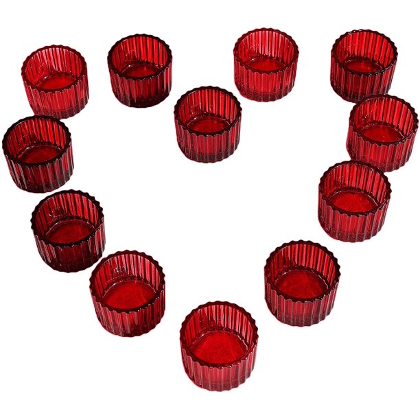 Juego de 12 portavelas para Centro de Mesa, portavelas pequeñas para Velas de té, portavelas votivas de Vidrio para Ella, San Valentín y Navidad (2 x 1.4 Pulgadas)