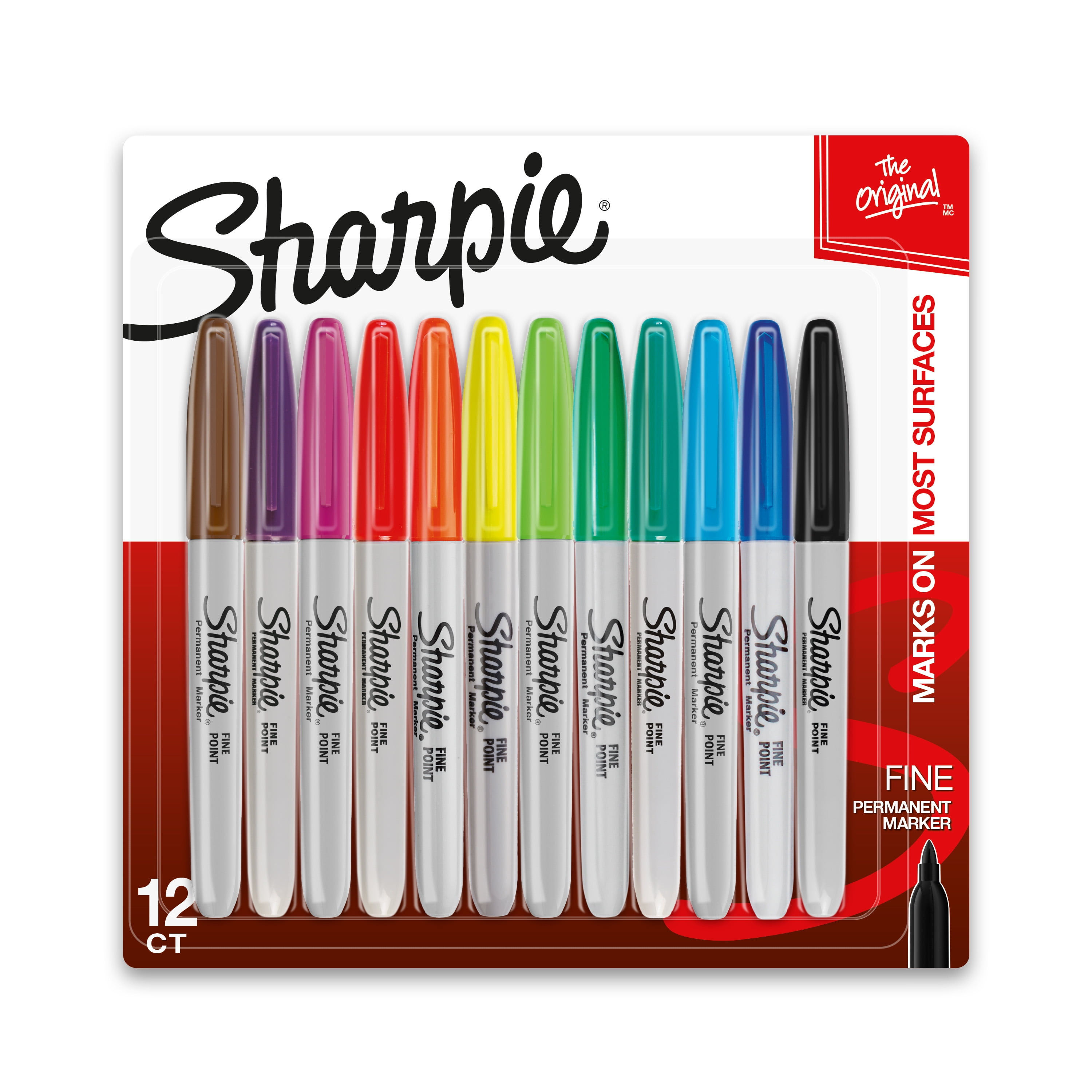 10 Pack Permanent Marker Pens Assorted Multi Colour like Sharpie Fine Point Tip 