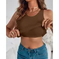 thumbnail image 5 of CHICME Womens Built in Bras Tank Tops Sleeveless Casual Shirts Racerback Ribbed Tank Top Coffee-S, 5 of 8