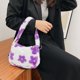 thumbnail image 3 of Bolso de hombro pequeño con estampado de flores de felpa para mujer (flor morada) Tmvgtek Para estrenar, 3 of 9