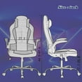 thumbnail image 6 of BestOffice PU Leather Gaming Office Chair , Massage & Lumbar Support Desk Chair for Adults, White, 6 of 7